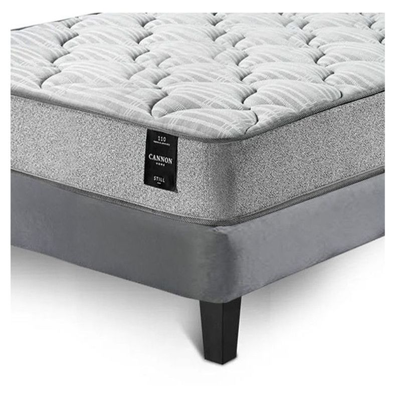 Combo Cama Cannon 1,5 Plaza Textil + Respaldo Tela Gris-2