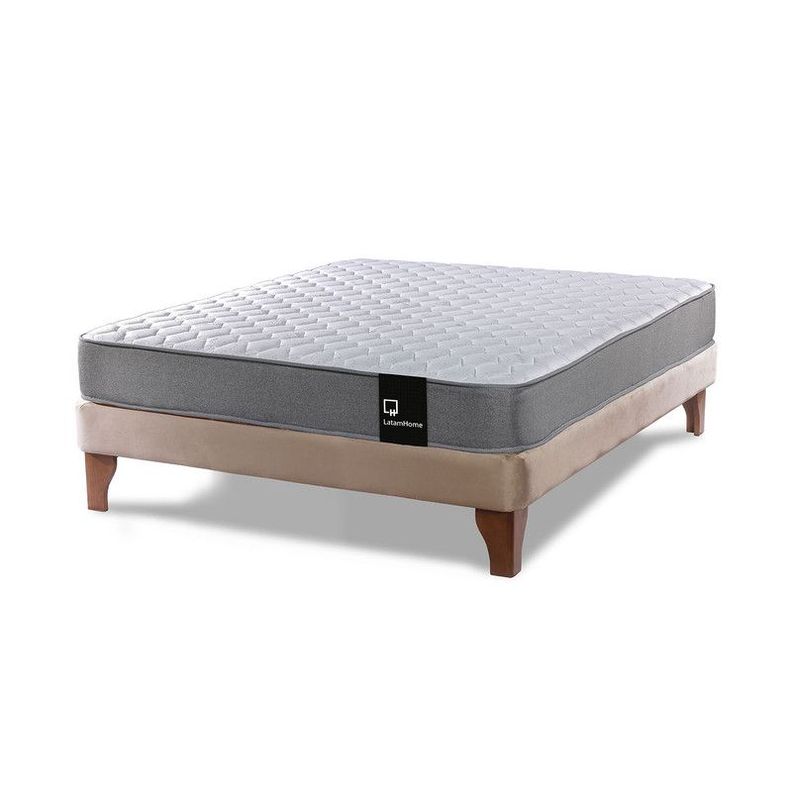Cama Europea Zen Best Full 135x190 cm Tela Velvet Beige-0