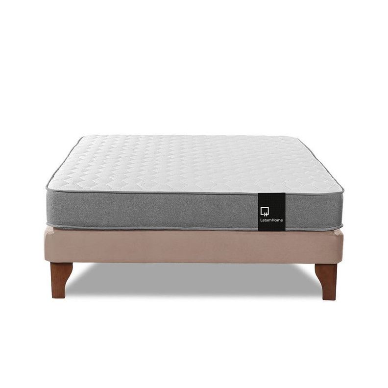 Cama Europea Zen Best Full 135x190 cm Tela Velvet Beige-1