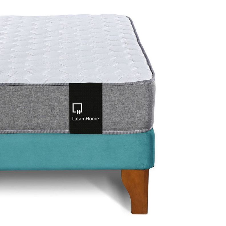 Cama Europea Zen Best Tela Velvet Turquesa 2 Plazas + Respaldo-5