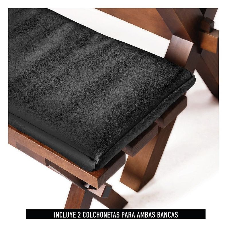 Juego De Comedor Sevilla 2 Sillas Segovia + 2 Bancas Cuero Kentucky Negro-5