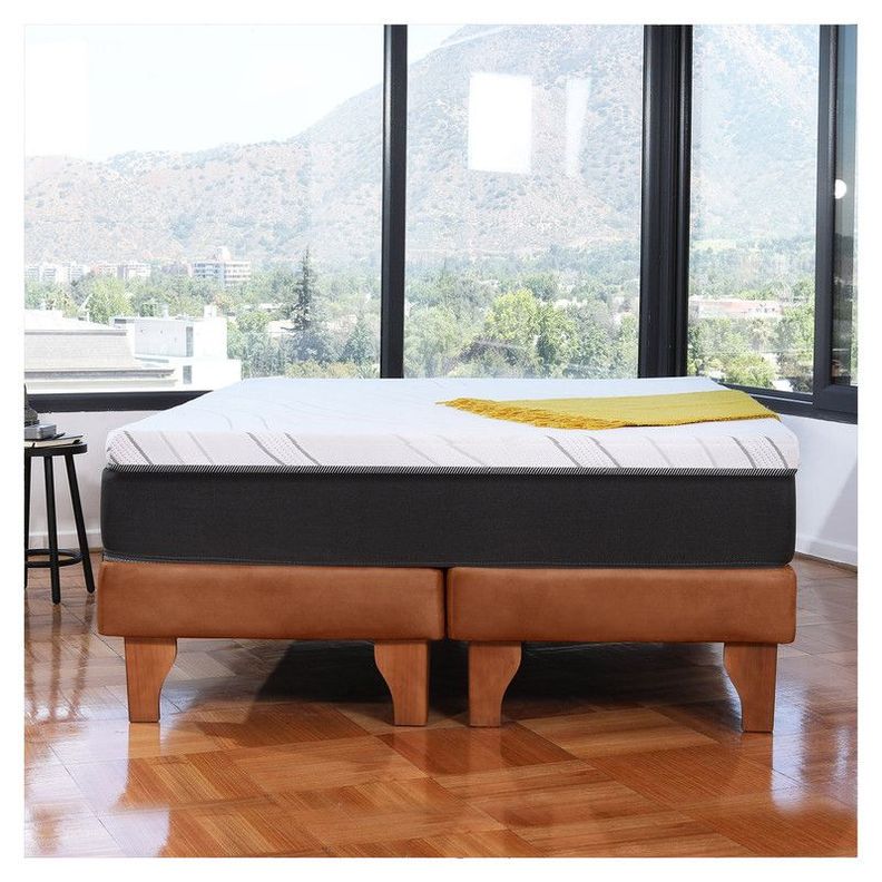 Cama Zen Top Foam Visco Cuero Kentucky Tabaco 2Pza-0
