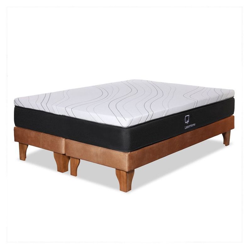 Cama Zen Top Foam Visco Cuero Kentucky Tabaco 2Pza-1