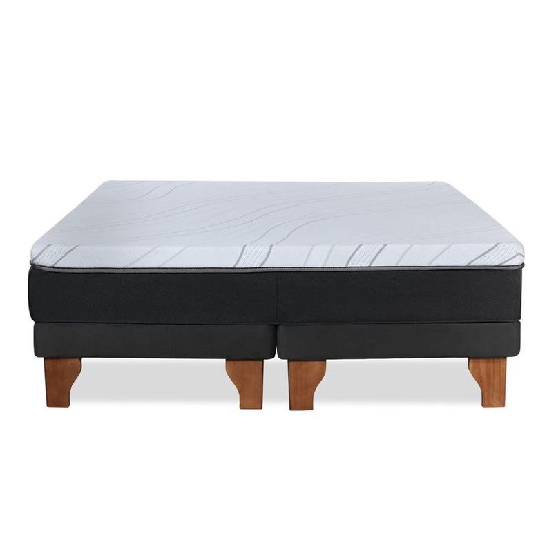 CAMA ZEN TOP FOAM HYBRID TELA NEGRO SUPER KING-1
