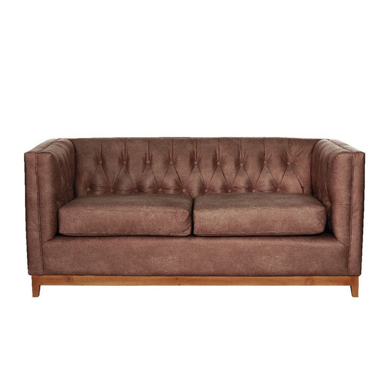 Sofa Roma 2 Cuerpos Capitoné Cuero Colorado Caramelo-0