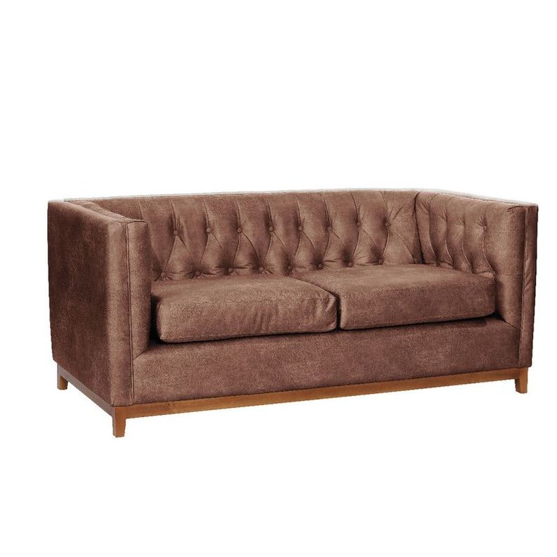 Sofa Roma 2 Cuerpos Capitoné Cuero Colorado Caramelo-1