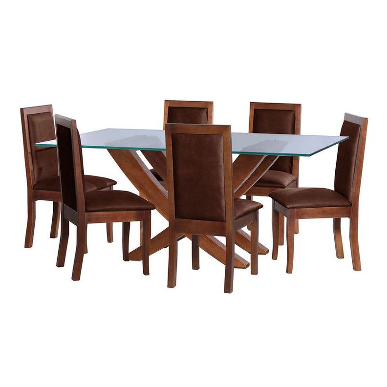 Juego De Comedor Alicante 6 Sillas Girona Cuero Kentucky Cafe Moro-0