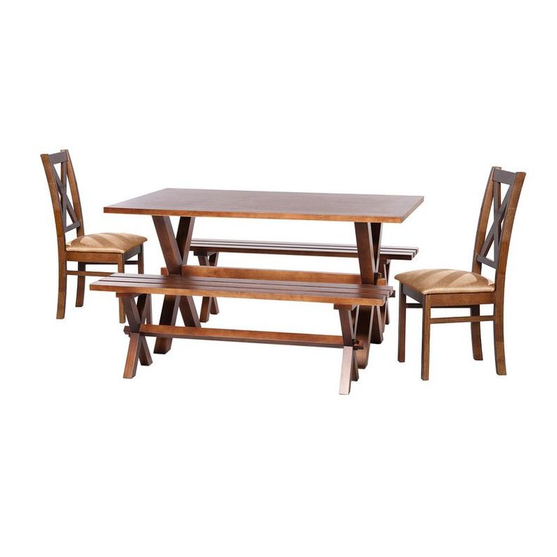 Juego De Comedor Sevilla 2 Sillas Segovia + 2 Bancas Cuero Kentucky Beige-0