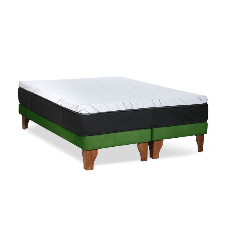 CAMA ZEN TOP SPRING  VISCO TELA VELVET VERDE 2PZA-2