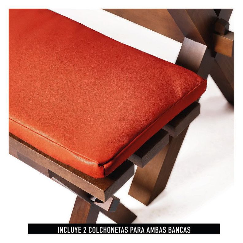 Juego De Comedor Sevilla 2 Sillas Salamanca + 2 Bancas Pu Rojo-5