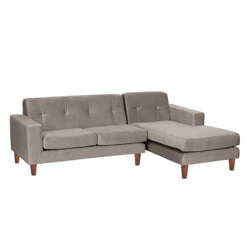 Sofa Chaiselong Der Salerno Tela  Velvet  Gris-1