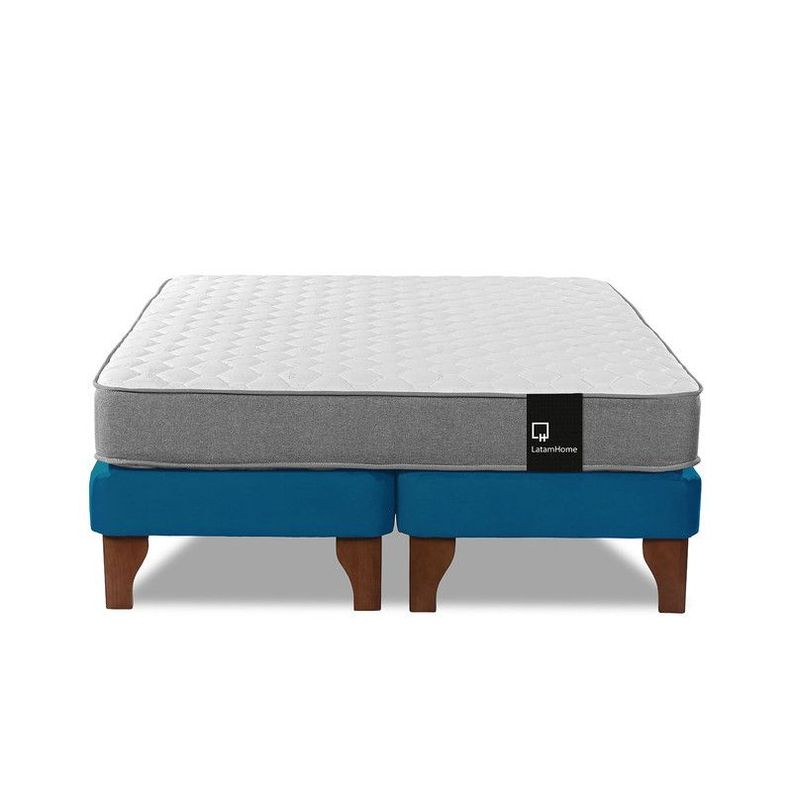 Cama Europea Zen Best Tela Velvet Azul 2 Plazas-3