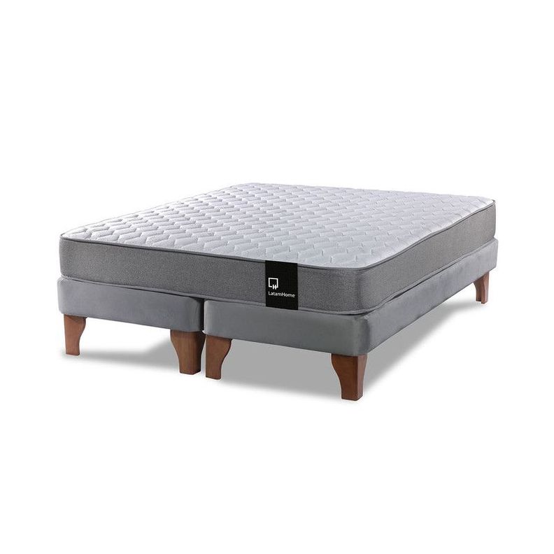 Cama Europea Zen Best Tela Velvet Gris 2 Plazas-1