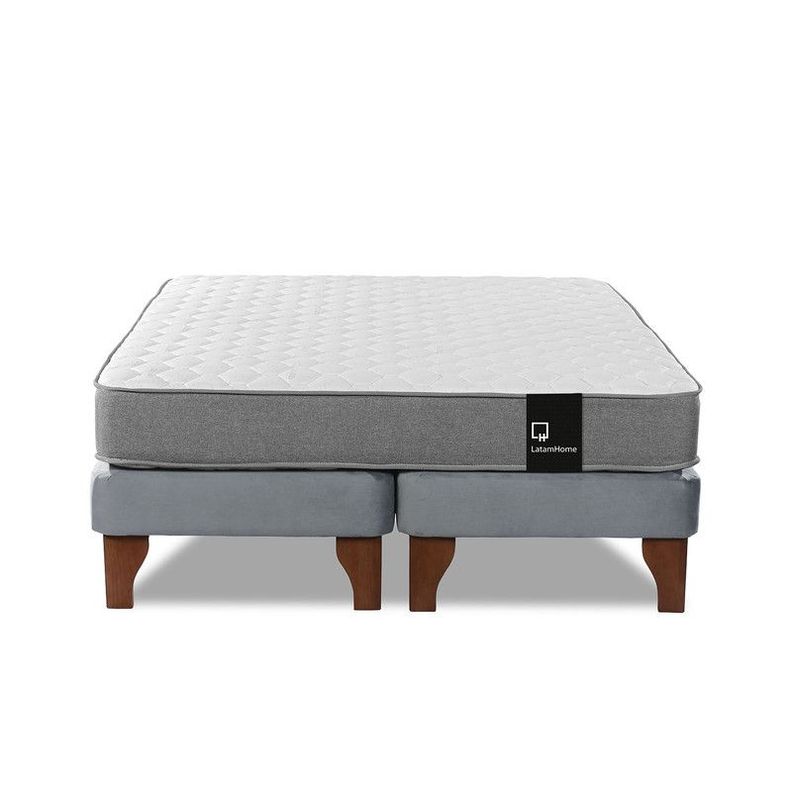 Cama Europea Zen Best Tela Velvet Gris 2 Plazas-3