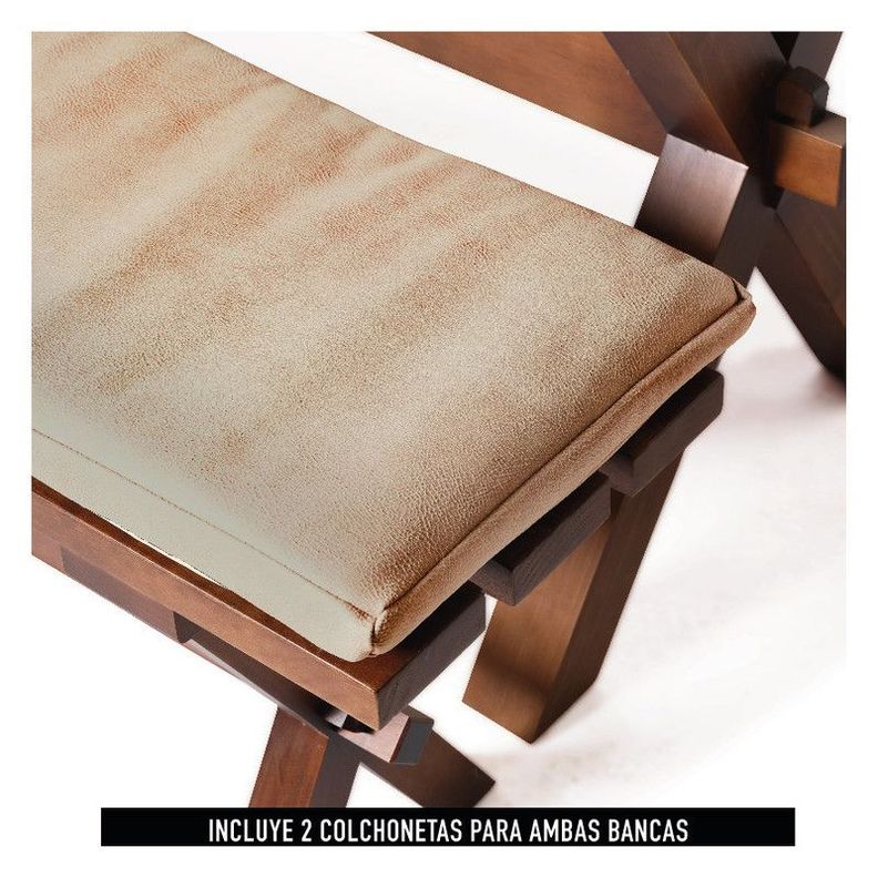 Juego De Comedor Sevilla 2 Sillas Burgos + 2 Bancas Cuero Kentucky Beige-5