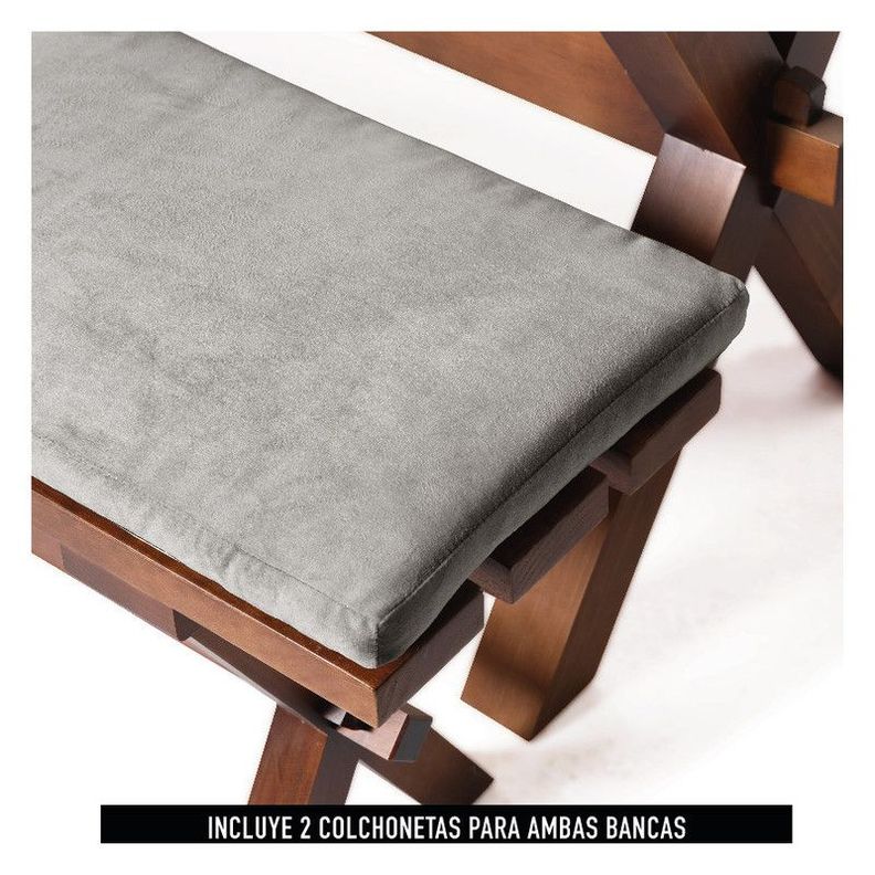 Juego De Comedor Sevilla 2 Sillas Salamanca + 2 Bancas Tela Velvet Gris-5