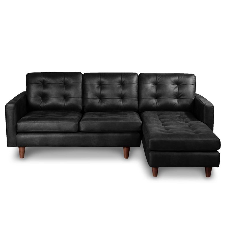 Sofa Seccional Derecho Napoles Cuero Ketucky Negro-0