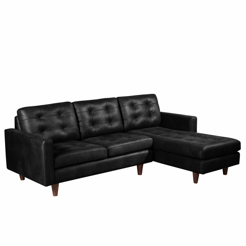 Sofa Seccional Derecho Napoles Cuero Ketucky Negro-1