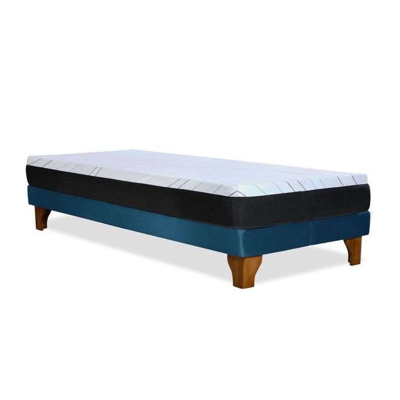 Cama Europea Zen Pro 1.5 Pza Tela Velvet Azul Petroleo-1