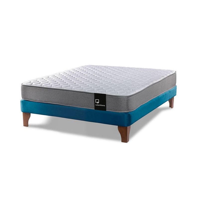 Cama Europea Zen Best Full 135x190 cm Tela Velvet Azul Petroleo-0