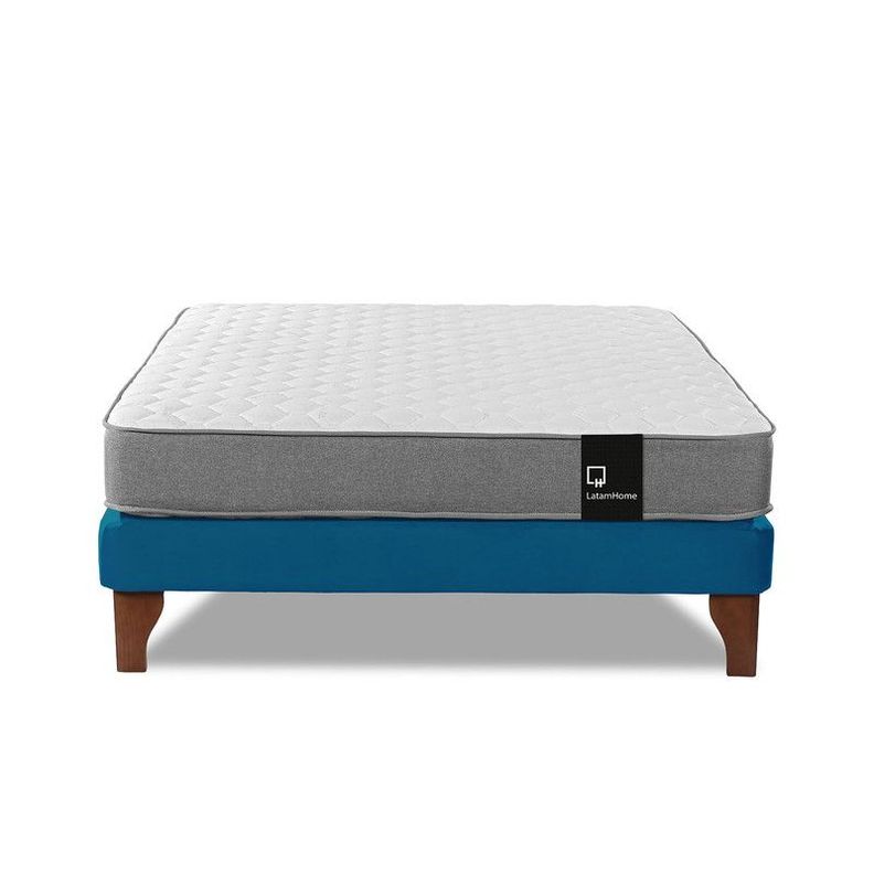 Cama Europea Zen Best Full 135x190 cm Tela Velvet Azul Petroleo-1