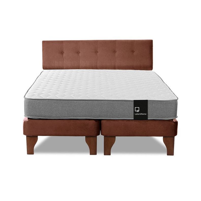 Cama Europea Zen Best Tela Velvet Chocolate 2 Plazas + Respaldo-4