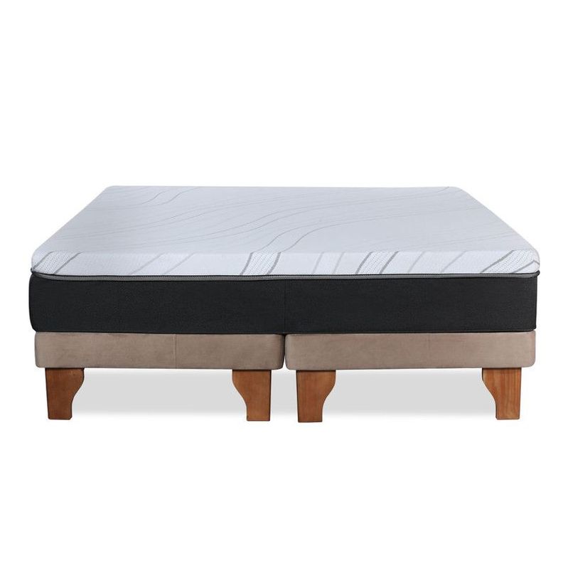 CAMA ZEN TOP FOAM VISCO TELA BEIGE 2PZA-1