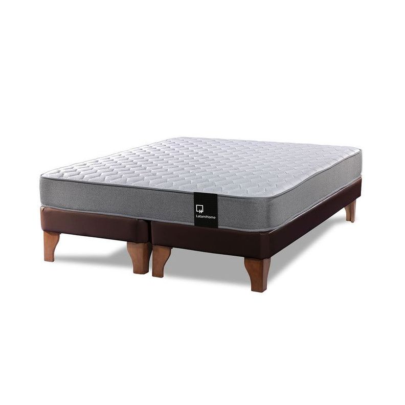 Cama Europea Zen Best Tela Pu Chocolate 2 Plazas-0