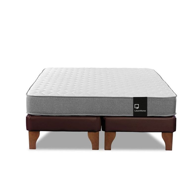 Cama Europea Zen Best Tela Pu Chocolate 2 Plazas-3