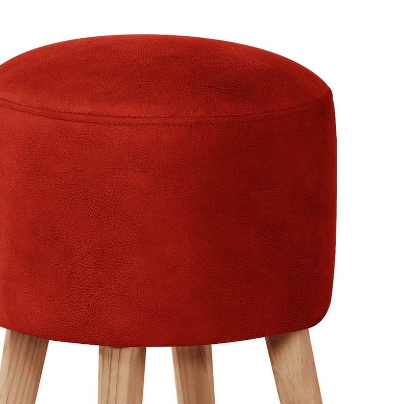 Pouf Nantes  Cuero Kentucky Rojo-1