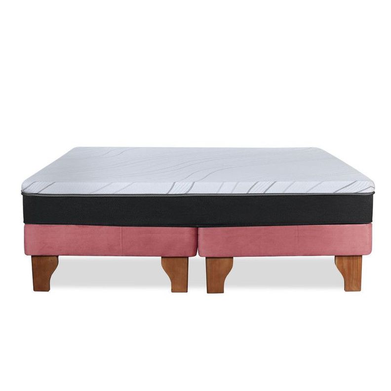 Cama Europea Zen Roller Colchon Comprimido 2 Plazas Tela Palo Rosa-3