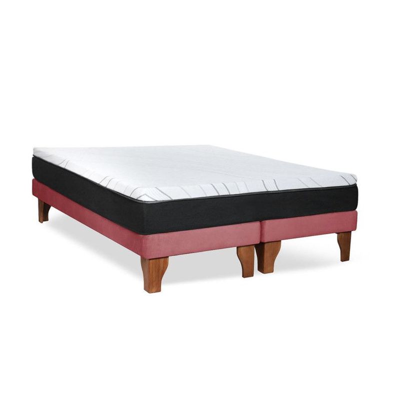 Cama Europea Zen Roller Colchon Comprimido 2 Plazas Tela Palo Rosa-5