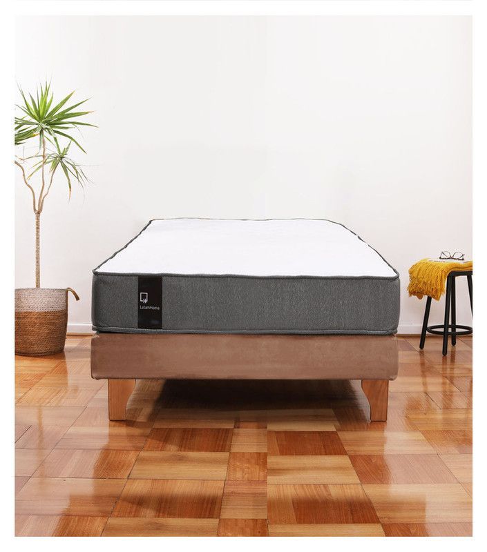 Cama Europea Zen Best 1.5 Plaza Colchon Resortes Base DivididaTela Beige