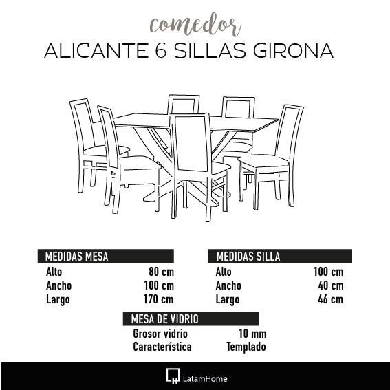 Juego De Comedor Alicante 6 Sillas Girona Lino Natural-4