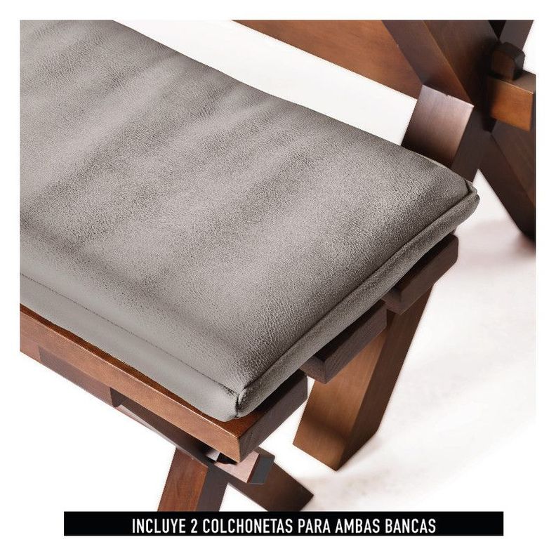 Juego De Comedor Sevilla 2 Sillas Murcia + 2 Bancas Cuero Kentucky Gris-5