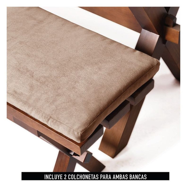 Juego De Comedor Sevilla 2 Sillas Murcia + 2 Bancas Tela Velvet Beige-5