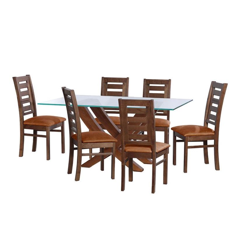 Juego De Comedor Alicante 6 Sillas Murcia Cuero Kentucky Cafe Claro-0