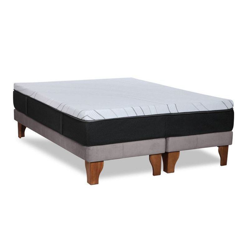 Cama Zen Top Foam Soft Tela Velvet Gris 2Pza-2