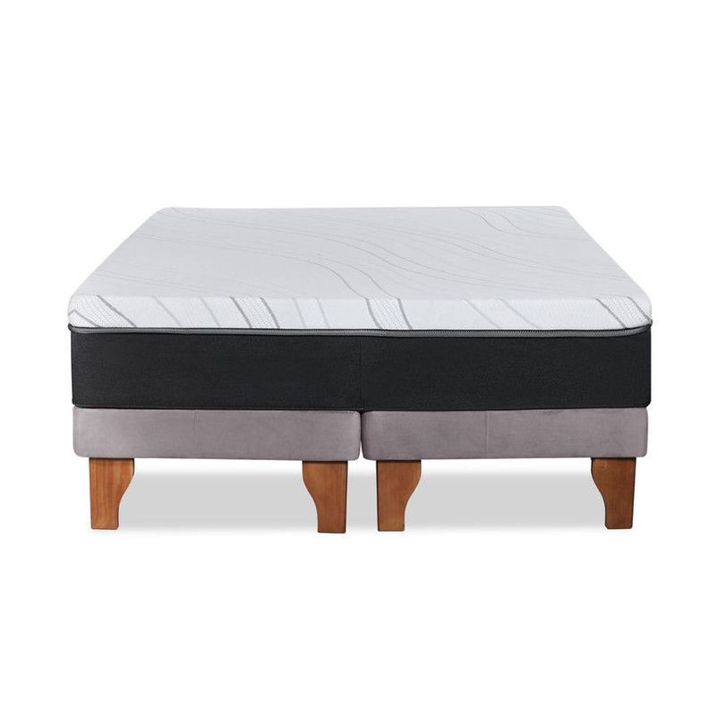Cama Zen Top Foam Soft Tela Velvet Gris 2Pza-1