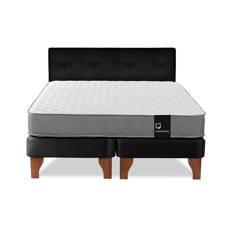 Cama Europea Zen Best Tela Pu Negro 2 Plazas + Respaldo-3