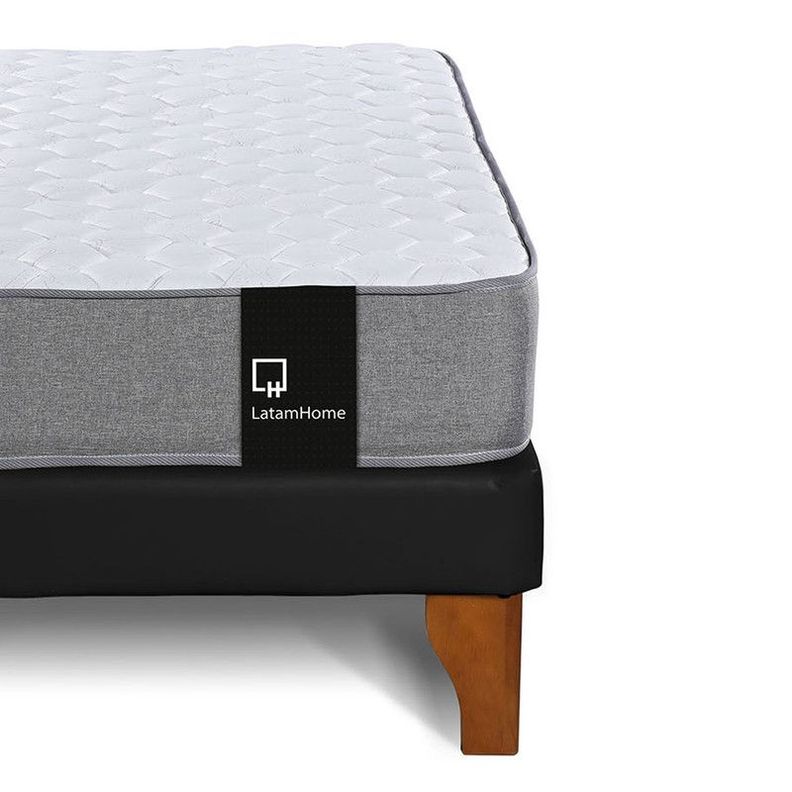 Cama Europea Zen Best Tela Pu Negro 2 Plazas + Respaldo-4