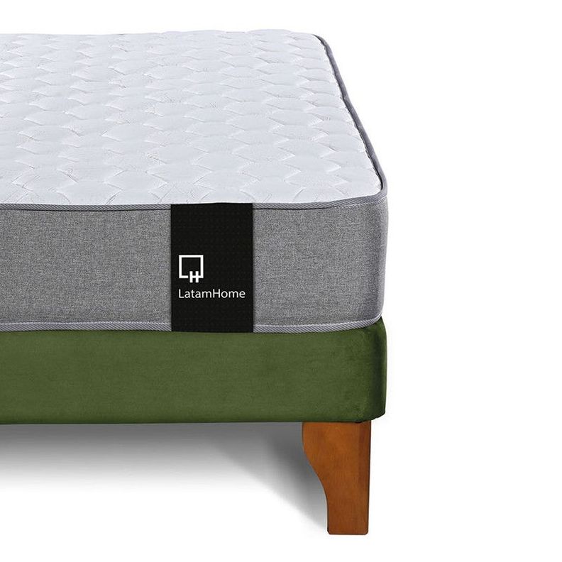 Cama Europea Zen Best Tela Velvet Verde 2 Plazas + Respaldo-5
