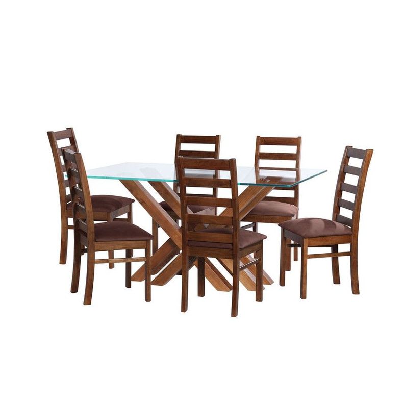 Juego De Comedor Merida 6 Sillas Burgos Tela Velvet Chocolate-0