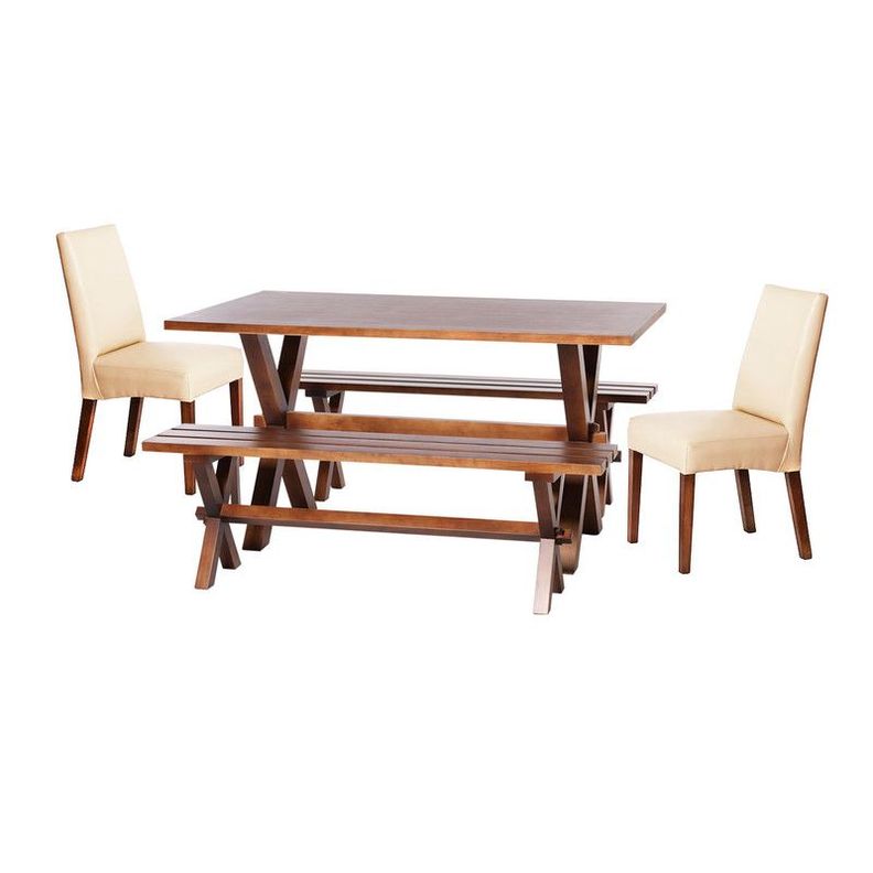 Juego De Comedor Sevilla 2 Sillas Cadiz + 2 Bancas Pu Beige-0