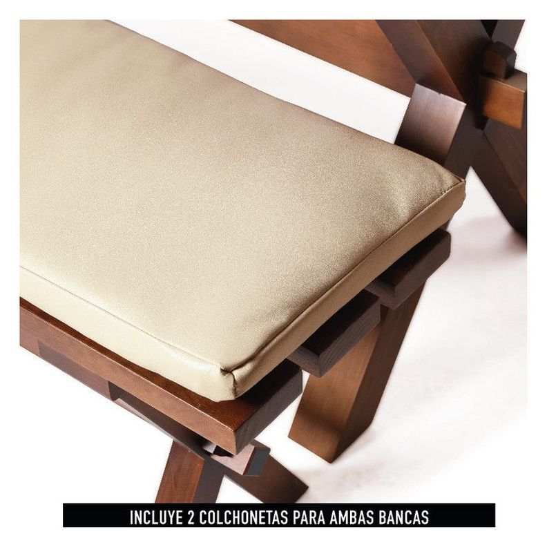 Juego De Comedor Sevilla 2 Sillas Cadiz + 2 Bancas Pu Beige-5