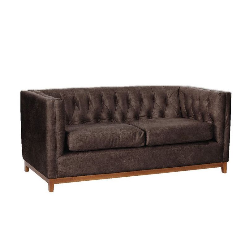 Sofa Roma 2 Cuerpos Capitoné Cuero Colorado Marron-1