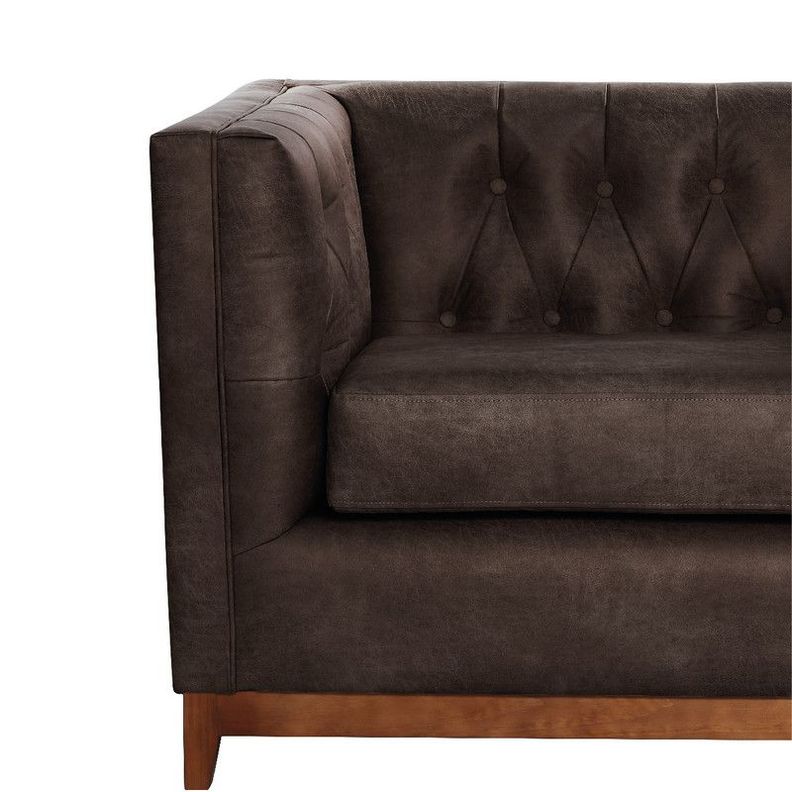 Sofa Roma 2 Cuerpos Capitoné Cuero Colorado Marron-2