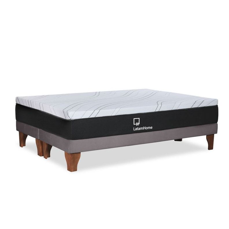 CAMA ZEN TOP FOAM VISCO TELA GRIS 2PZA-0