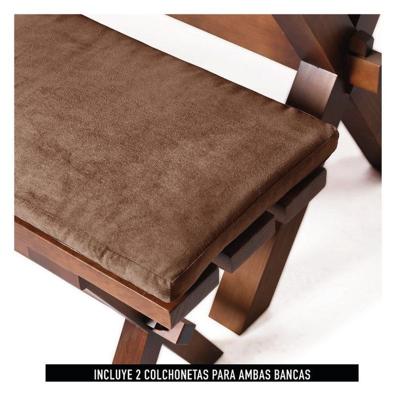 Juego De Comedor Sevilla 2 Sillas  Tenerife + 2 Bancas Tela Velvet Chocolate-5