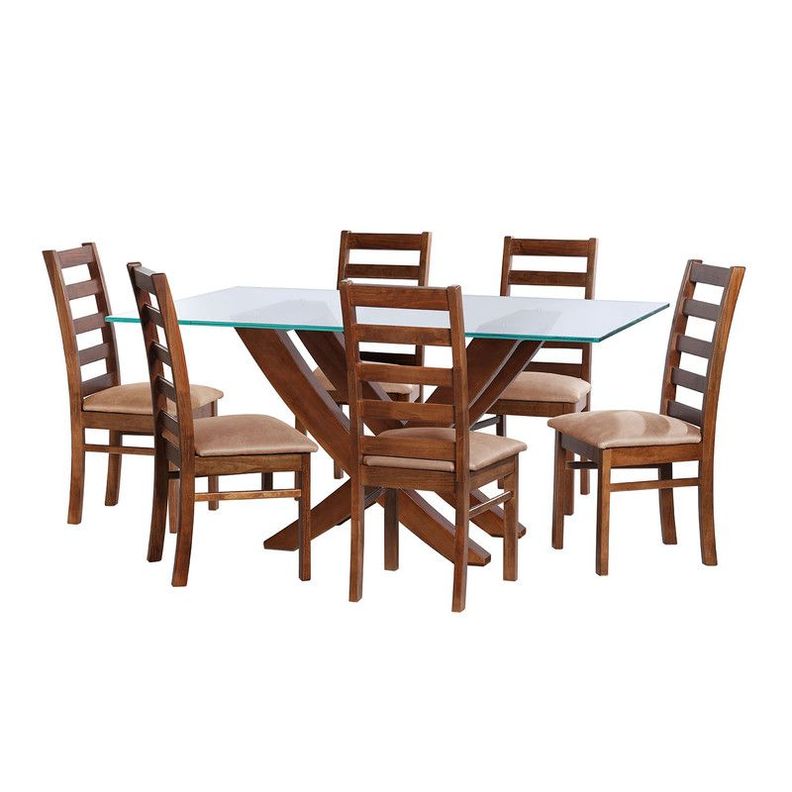 Juego De Comedor Alicante 6 Sillas Burgos Cuero Kentucky  Beige-0